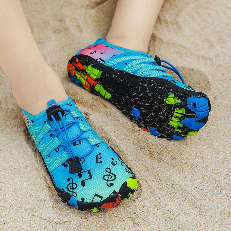 2024 Barefoot Shoes Kids Aqua Shoes Breathable Quick-drying Sneakers Beach Child Non-slip Slippers Soft Fit Heel Note sneakers