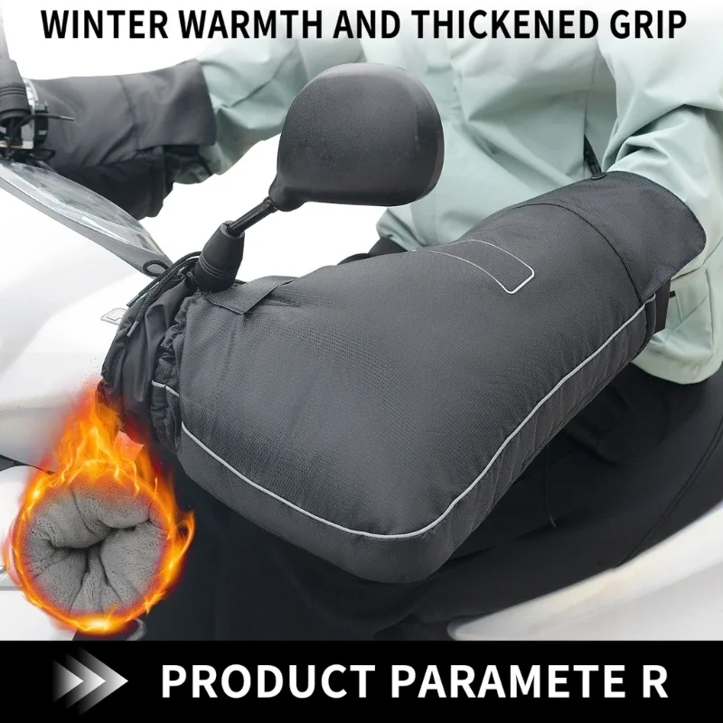 Motorcycle Handlebar Gloves Waterproof Winter Hand Protector Windproof Fleece Liner Warm Motorbike Scooter Handle Cover Gloves