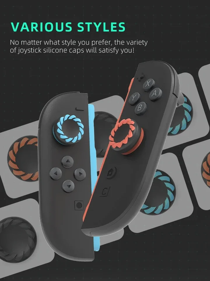 Funda de silicona con agarre para controles de Switch 2, protectores de joystick 4