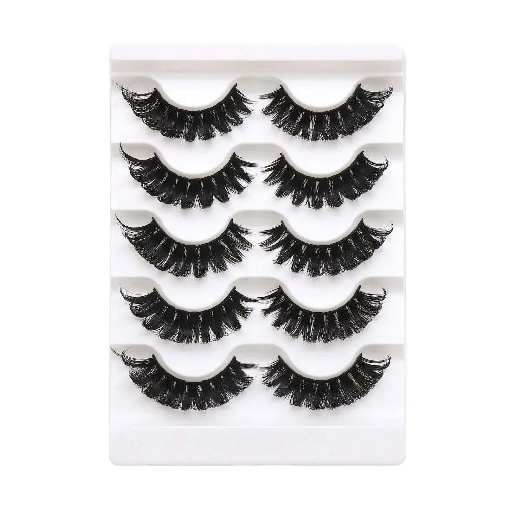 5Pairs Lashes Extension Whole Cluster Eyelashes Makeup Dense Fluffy False Eyelashes Reusable Long Lasting D Curled Eyelashes