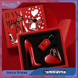 Coffret cadeau de parfum rouge à talons hauts pour femme, parfum floral, parfum de phéromone durable, parfum léger, 110ml, ensemble de 3 pièces