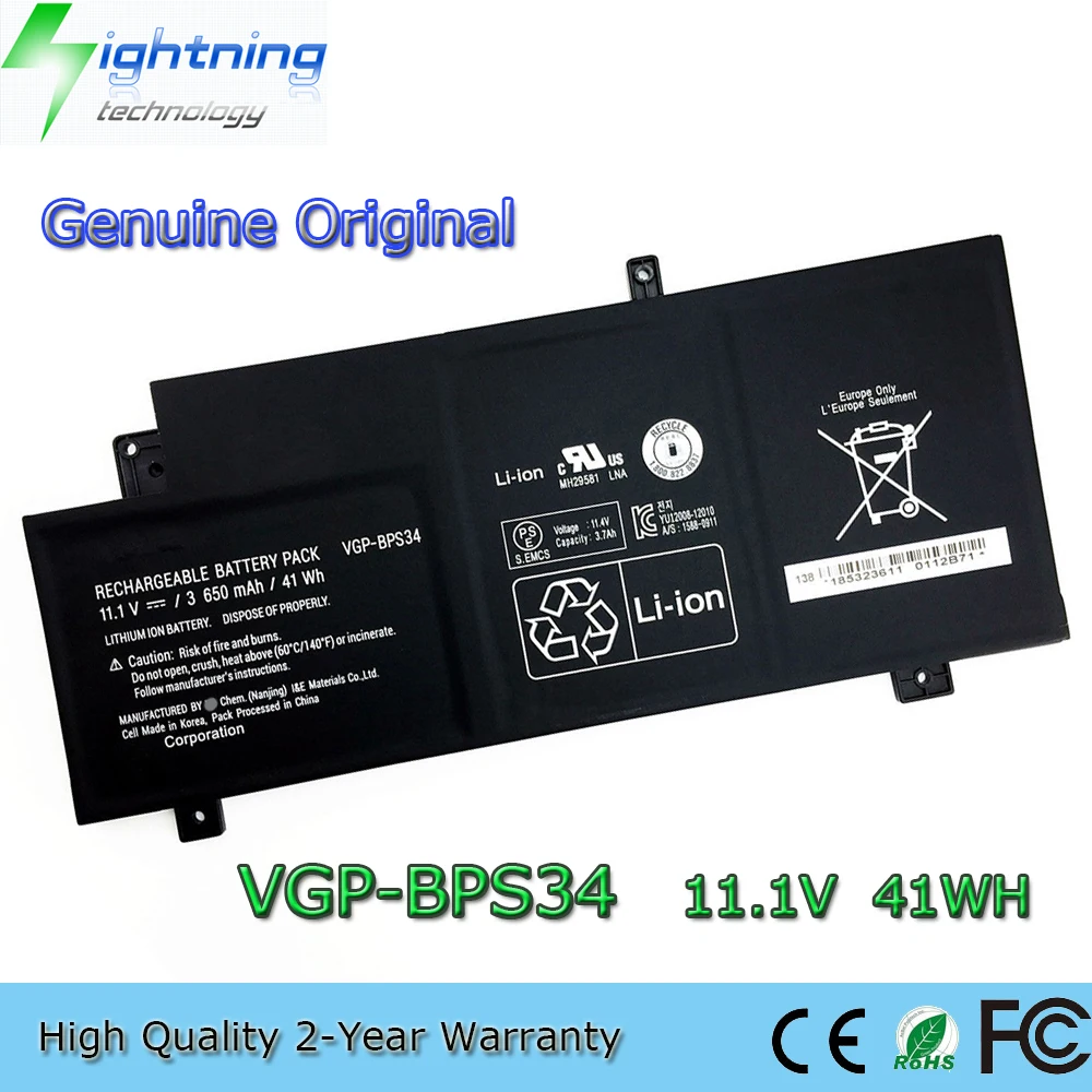 New Genuine Original VGP-BPS34 11.1V 41Wh Laptop Battery for Sony Vaio SVF14AC1QL SVF15A17CLB SVF15AC1QL SVF14A