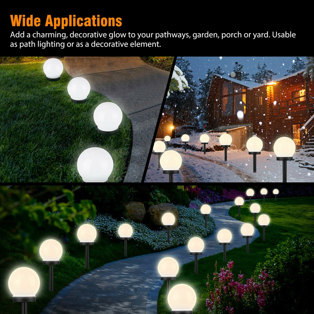 Globe Solar Garden Ball LED Lights, Lampe de pelouse étanche, Décoration extérieure, Décorations de cour, Catoway