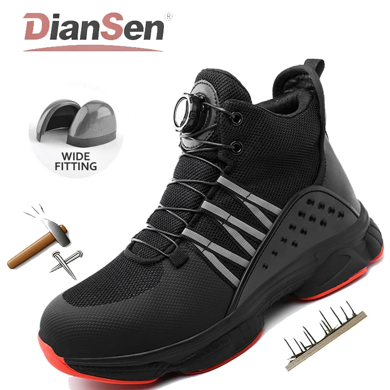 

Men Rotary Button Work Safety Shoes Steel Toe Indestructible Work Shoes Industrial Shoes Anti-smash Casual Shoes Kevlar fabric