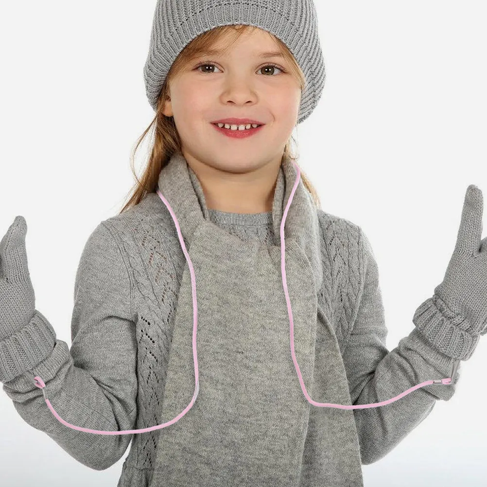 

2Pcs Children's Ski Glove Lanyard Pink Elastic Adjustable Mitten Clip Neck Strap Outdoor Winter Gloves Keeper Safety Rope