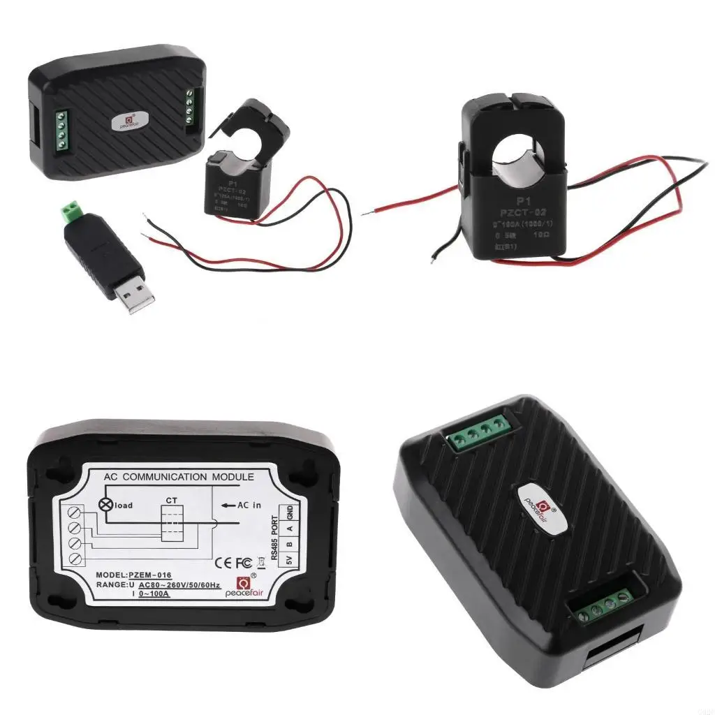 G92C Current Energy Hz Power Factor RS485 Modbus Module With CT + USB Power Module AC 100A Quick Connection 80～260V