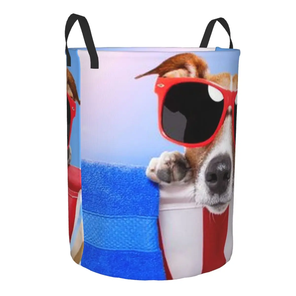 Jack Russell Terrier Dog Sun Glasses Laundry Hamper Large Clothes Storage Basket Beach Funny Dogs Toy Bin Organizer for Nursery