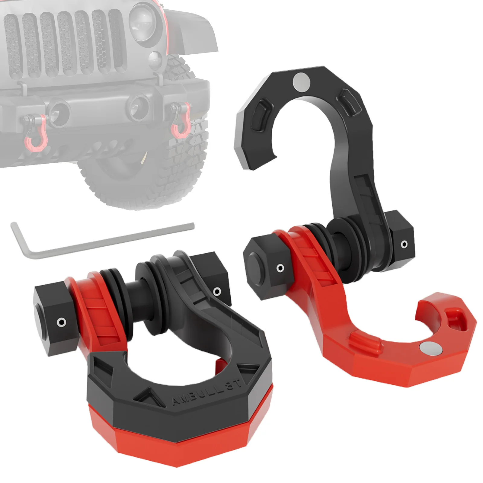Split Trailer Shackles U-Hook 8 Ton 3/4 Inch D-Shackles for Vehicle Recovery 4WD Off-Road Towing Winch Rope Hook