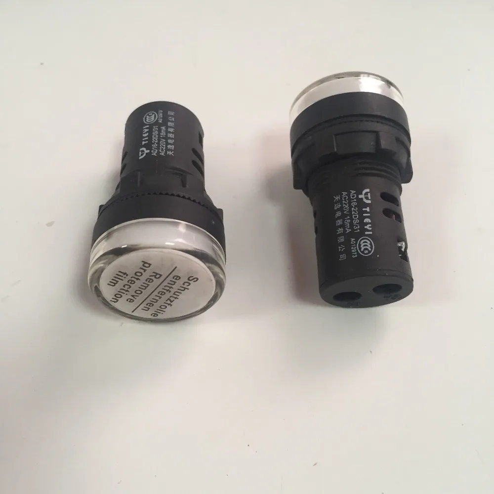 2pcs AC220V 18mA Plastic Shell Industrial White LED Indicator Light AD16-22D/S