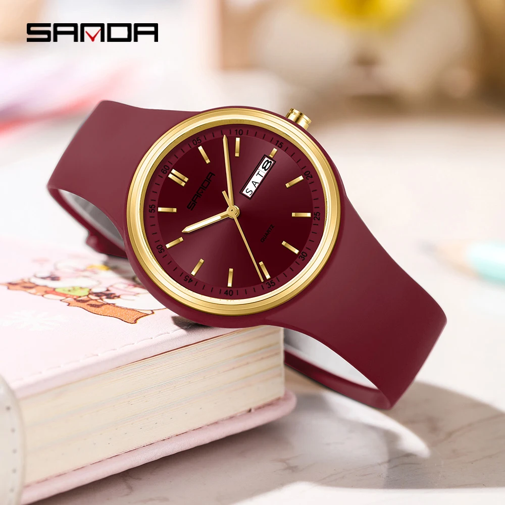 

2025 Fashion SANDA Top Brand 6213 Female Student Casual Simple Women's Dual Calendar Elegant Female Student Quartz Wrist Watches