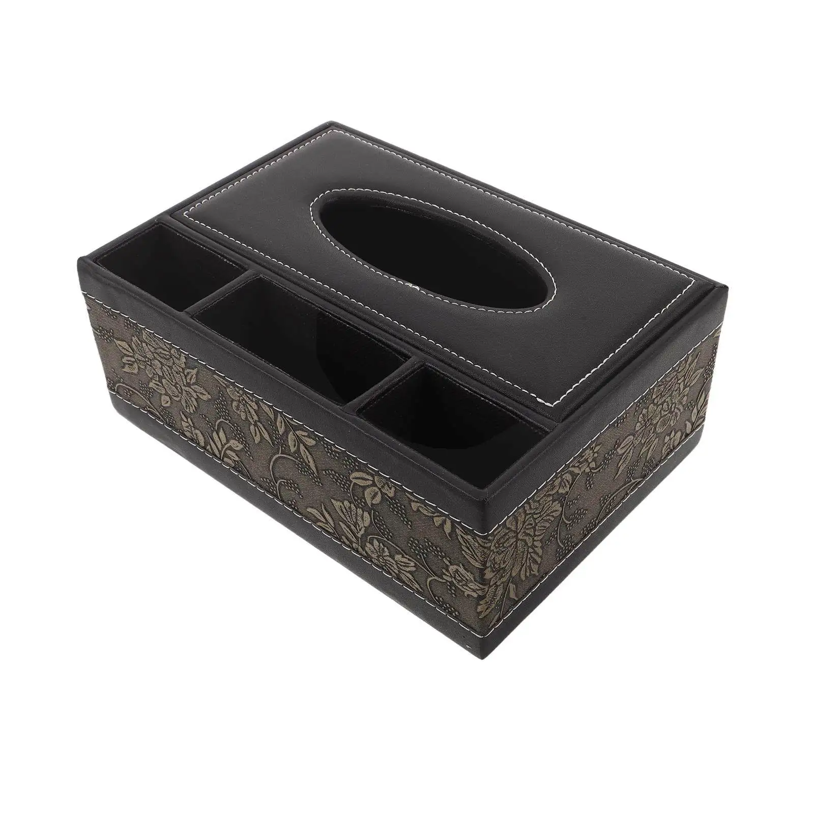 PU Nordic Retro Tissue Box Desktop Organizer Multifunctional Tissue Dispenser Remote Control Storage Case for Kitchen view 4