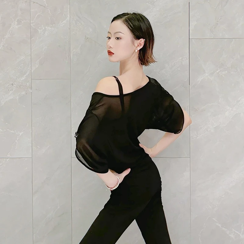 

Новинка 2026 года: Свободные топы-худи для латиноамериканских танцев для женщин, для ча-ча-ча, румбы, танго, тренировочная одежда для взрослых женщин DQS20538