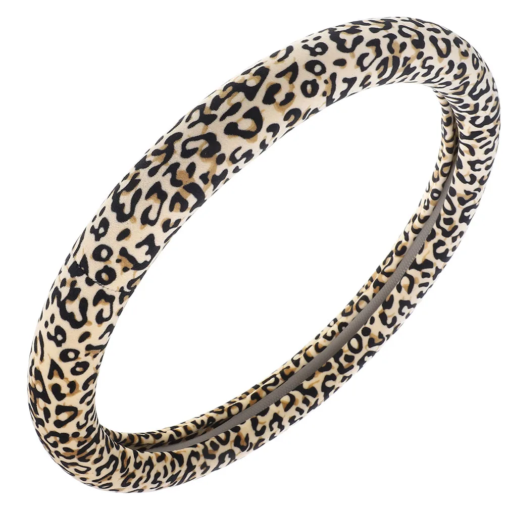 

Leopard Print Steering Wheel Cover Non Anti Skid Warm Car Accessories Soft Material Protective Term Use