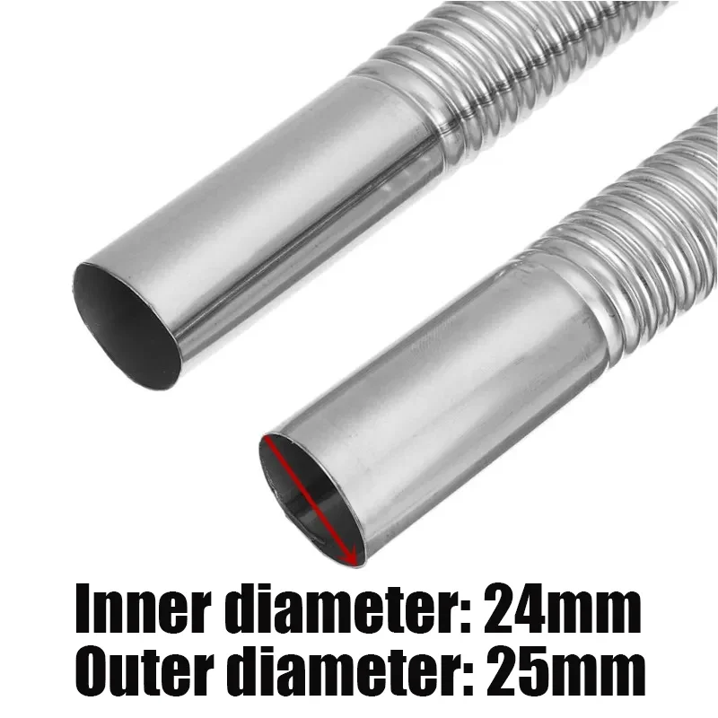 2X 60cm-300cm Air Diesel Parking Heater Stainless Steel Exhaust Pipe Tube Vent Hose Elbow Connector w /Clamps For Car Truck Van