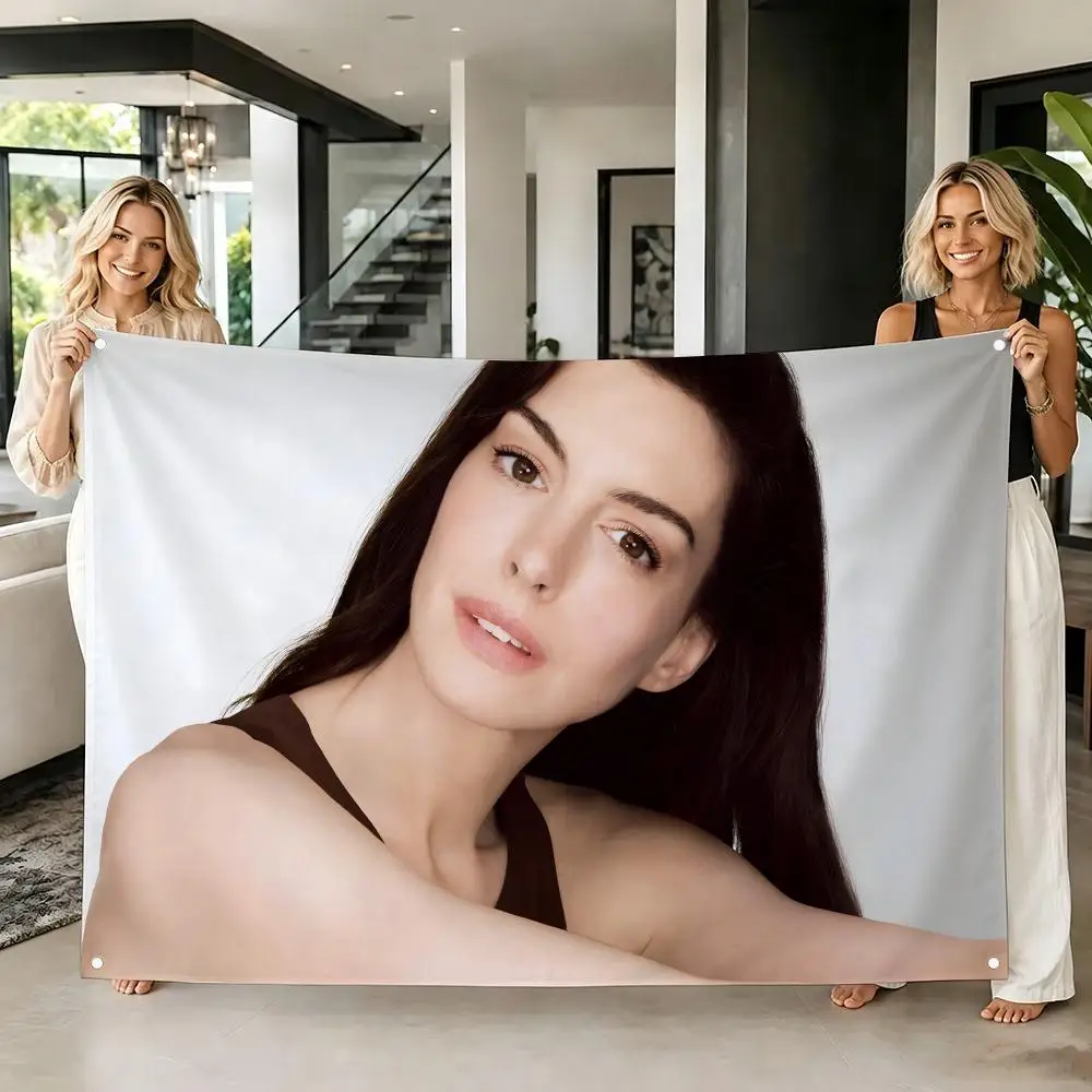Famous Celebrity Actor A-Anne Jacqueline Hathaway Flags Tapestry Creative Pattern Photo Living Room Wall Art Party Outdoor Decor