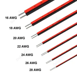 5-100m 2 Pin Electric Cable 28/26/24/22/20/18AWG Tinned Copper Wire Electrical Wire For Speaker Fan LED Strip Lights Solar Panel