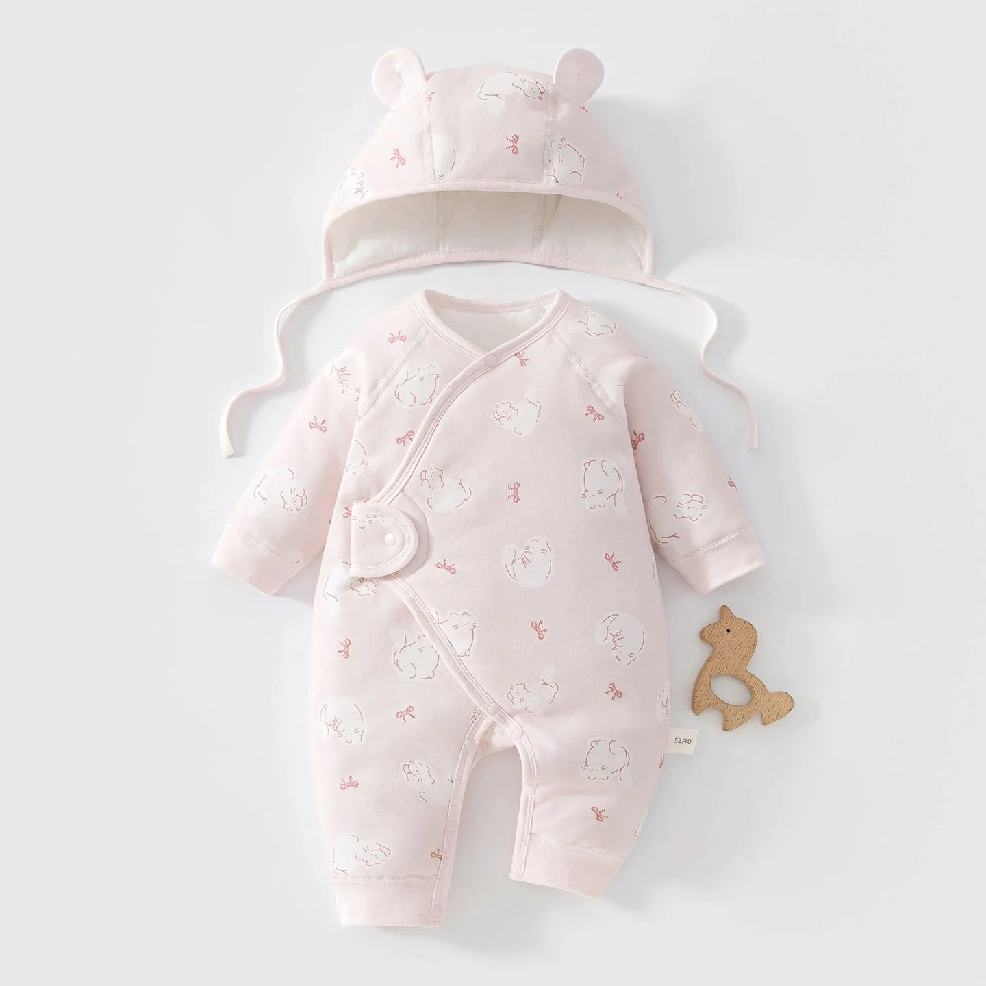 ​2Piece Autumn Winter Newborn Girl Clothes Korean Cartoon Cute Warm Soft Long Sleeve Romper+Hat Baby Boy Boutique Clothing B404
