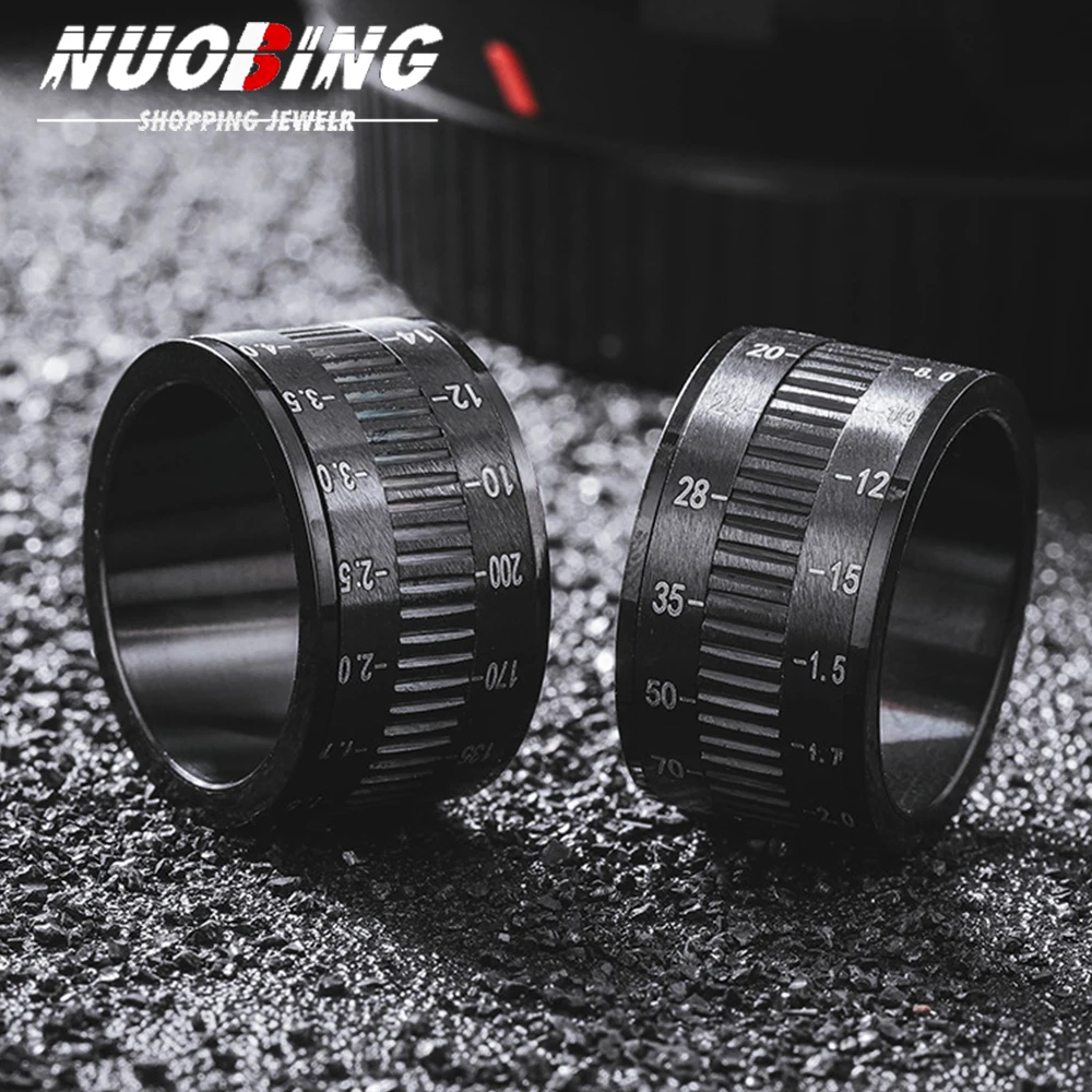 12mm Camera Auto Focus Ring Adapter Men's Stainless Steel Ring Creative Gothic Jewelry Party Commemorative Gift Accessories