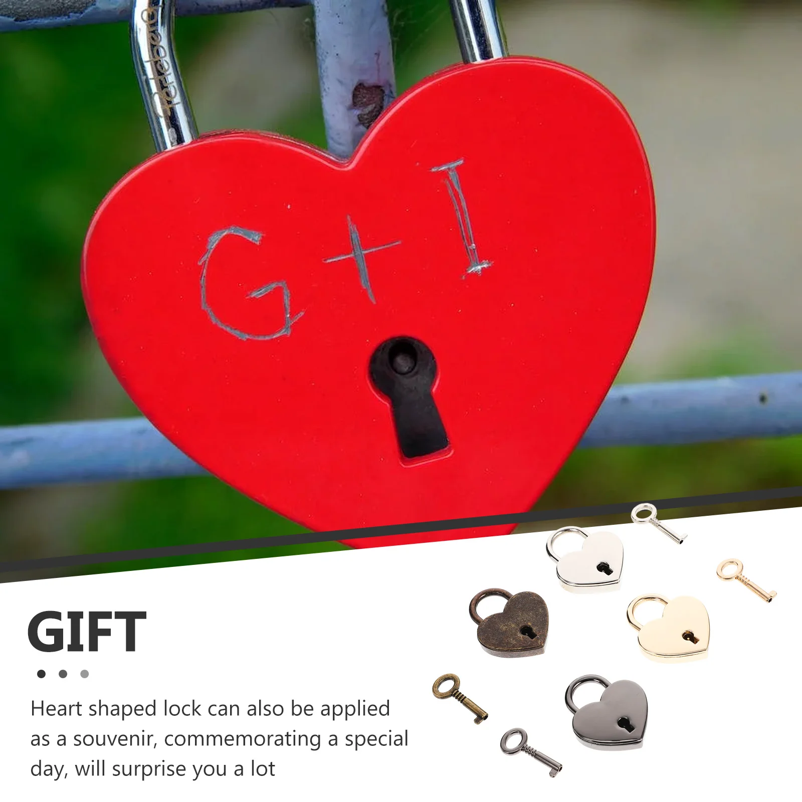 

4 Pcs Couple Padlock Small Luggage Locks with Keys Valentine Metal Suitcase Couples Travel Heart