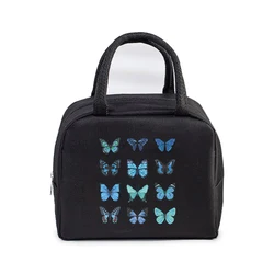 Vintage Butterfly Lunch Bag Student Office Women Men Bento Pouch Aesthetics Butterfly Insulation Portable Picnic Food Lunch Bags