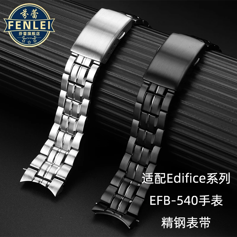 

For Casio 5274 Edifice EFB-540SBD EFB-540SBC Wristband Soild Arc metal Watchband stainless steel watch strap Men‘s 22MM Bracelet