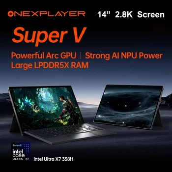 OneXPlayer Super V 14" 2.8K OLED 120Hz Gaming Laptop Tablet Intel Core Ultra X7 358H Arc B390 48GB DDR5 1TB SSD 85.58Wh Battery