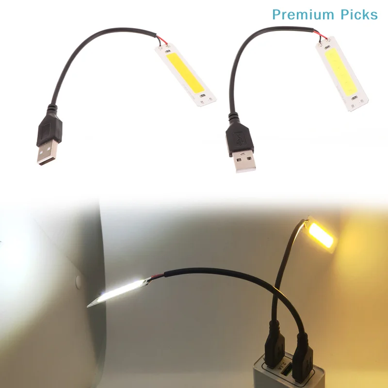 portableDC 5V USB LED Light Source 2W COB Strip Bar Bulb 60x15mm Warm Cold White 3000K 6500K For DIY Work Lamp