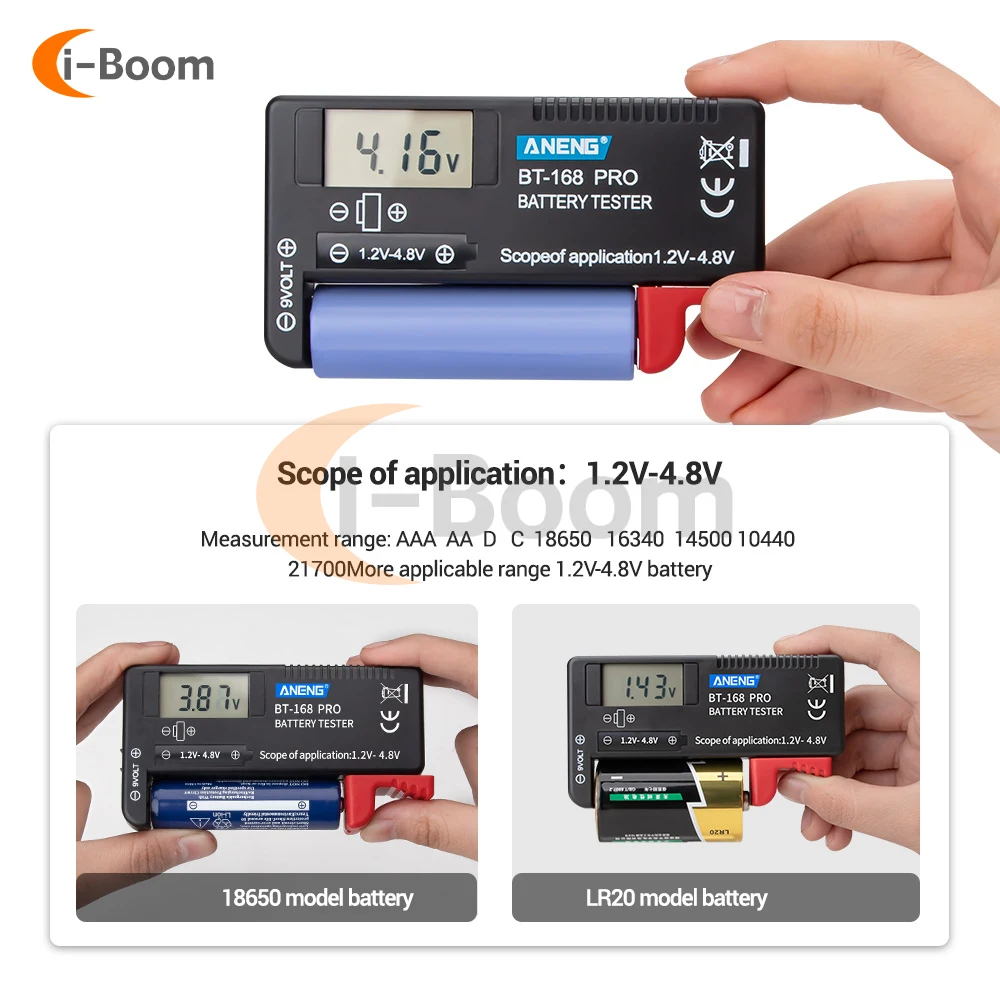 BT-168 Battery Tester Residual Battery Monitor Voltmeter Dry Battery Lithium Battery Button Battery Household Battery Meter