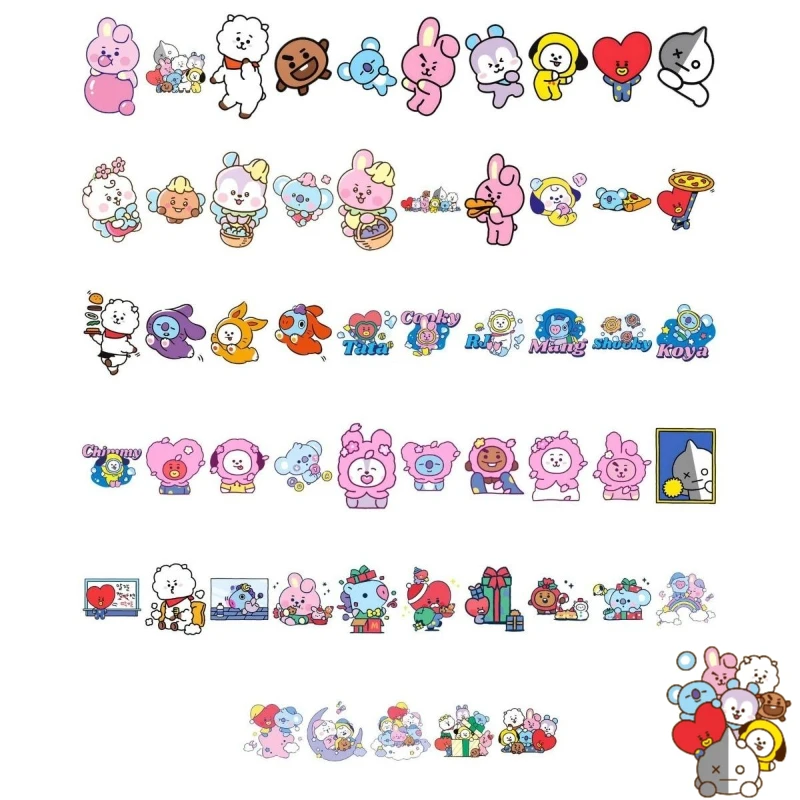 

BT21 anime merchandise cartoon cute graffiti stickers Kawaii student laptop phone mug decoration waterproof decals support gifts