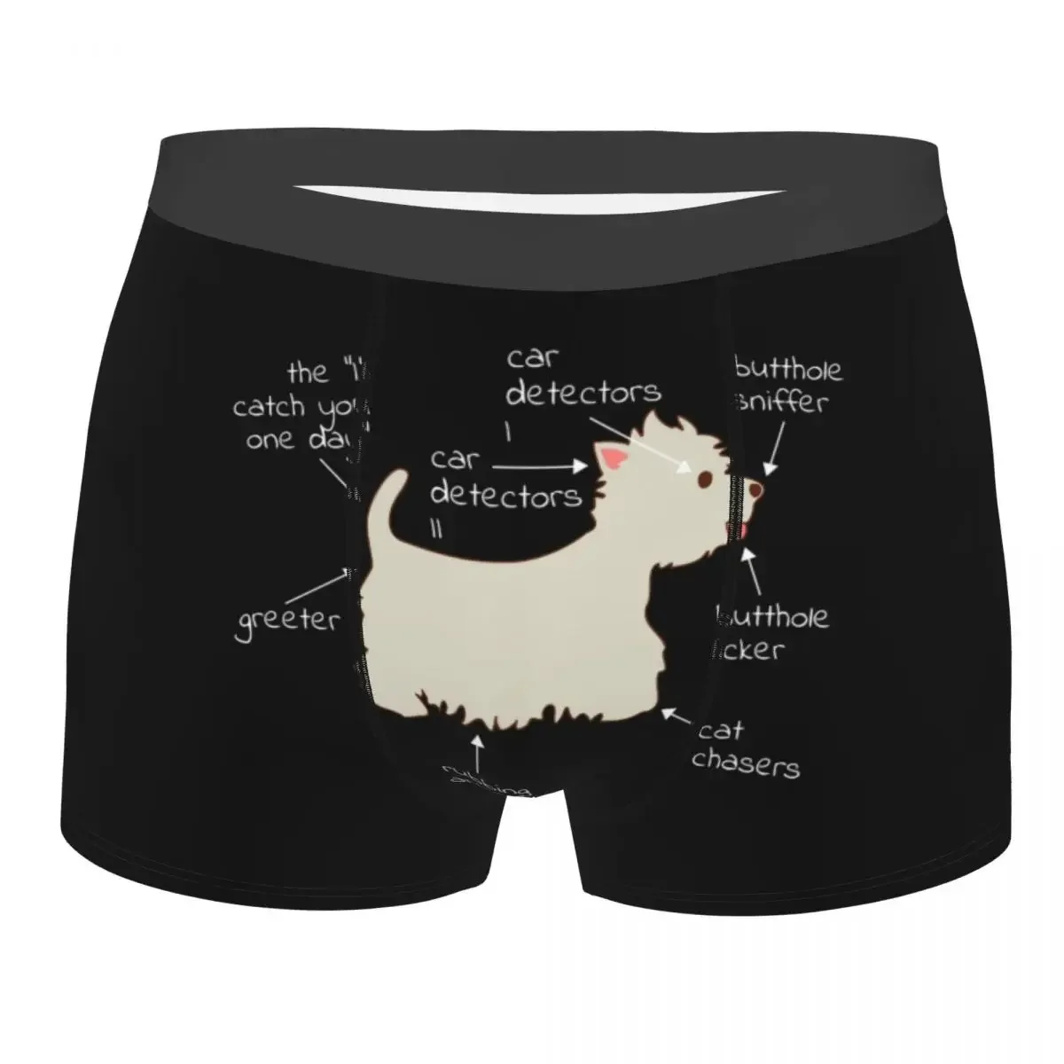 Male Cool Westie Dog Anatomy Underwear West Highland White Terrier Boxer Briefs Breathable Shorts Panties Underpants