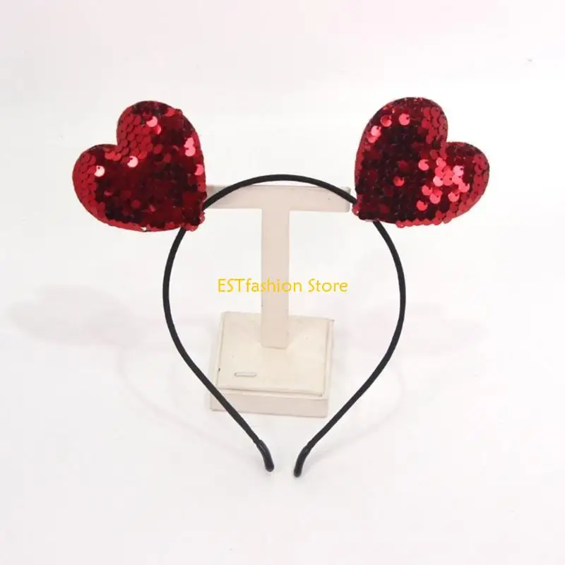 

Y5GC Карнавалы День святого Валентина повязка на голову с блестками в форме сердца для взрослых-подростков