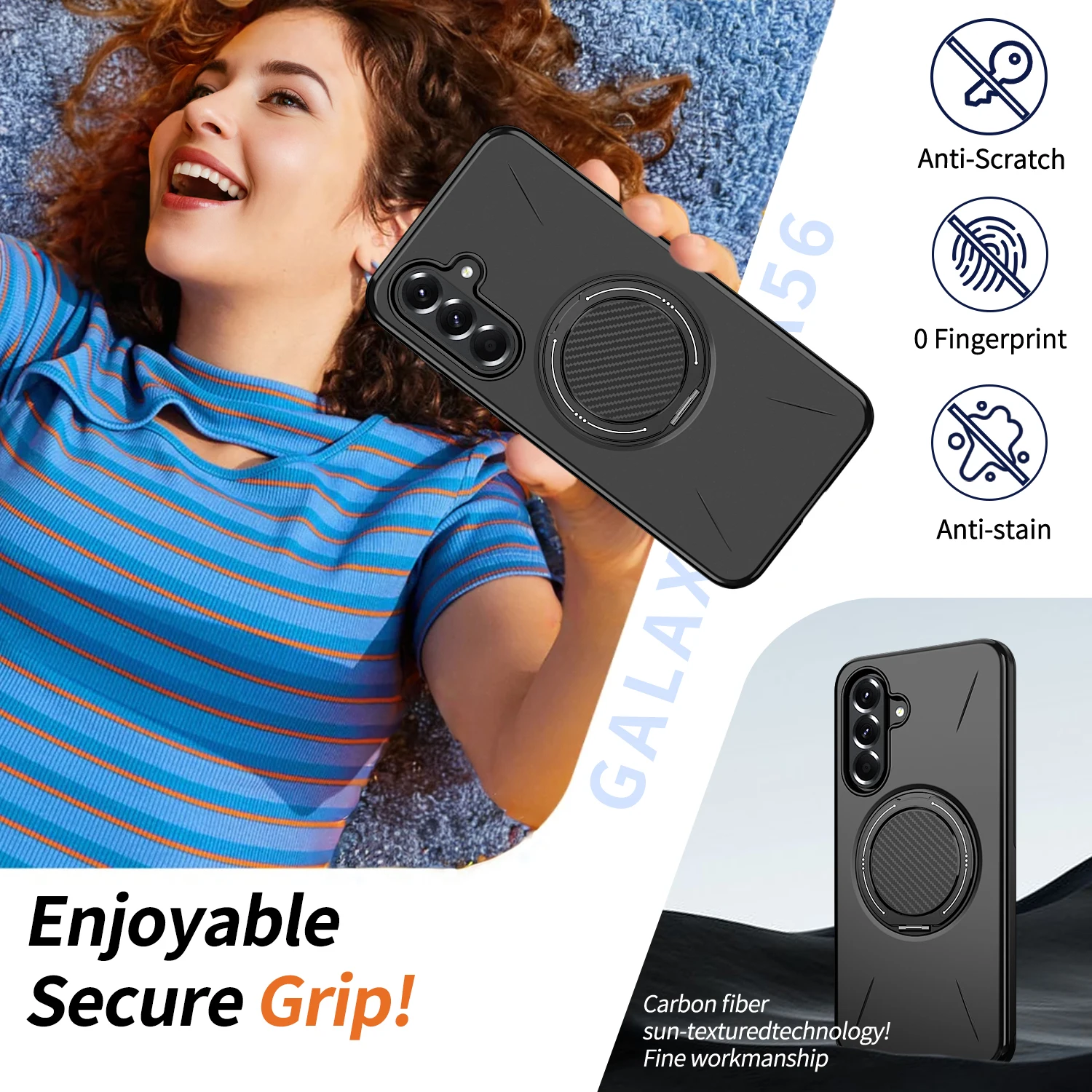 軍用グレードのリングホルダーケース、Samsung Galaxy A17 5G、A16、A56、A36、A26、A55、A35、A15、A14、S25 FE、S24 Ultra、S23 Plus対応、ハードカバー