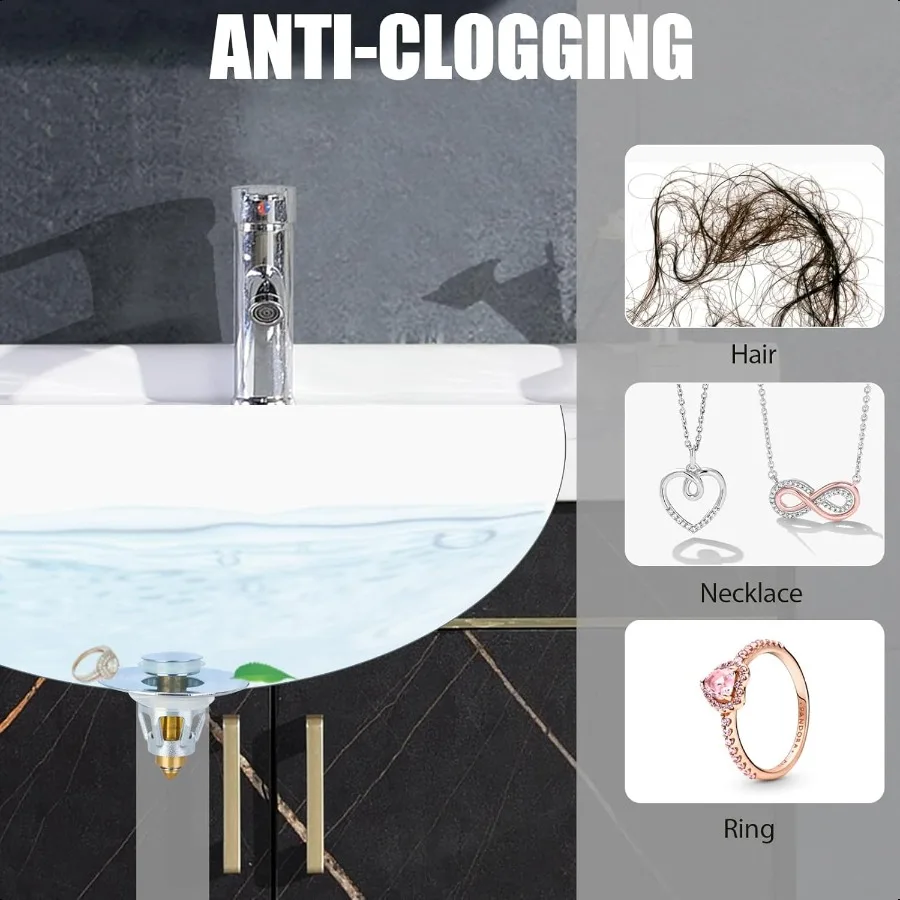 ثلاثة ألوان 2 حزمة بالوعة سدادة 1.11.5 مصفاة حوض الحمام العالمي استنزاف سدادة حوض غسيل المنبثقة ترتد الأساسية دفع