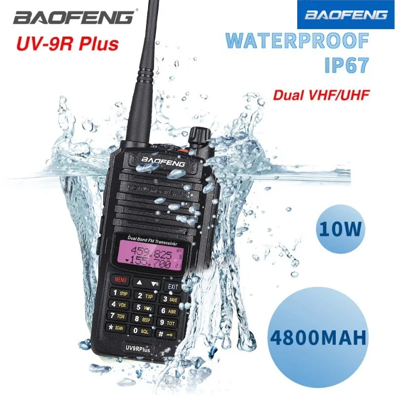 BAOFENG UV9R-plus جهاز اتصال لاسلكي مقاوم للماء خارجي بحري عالي التردد ذاتي القيادة ثنائي التردد عالي الطاقة 9r plus راديو