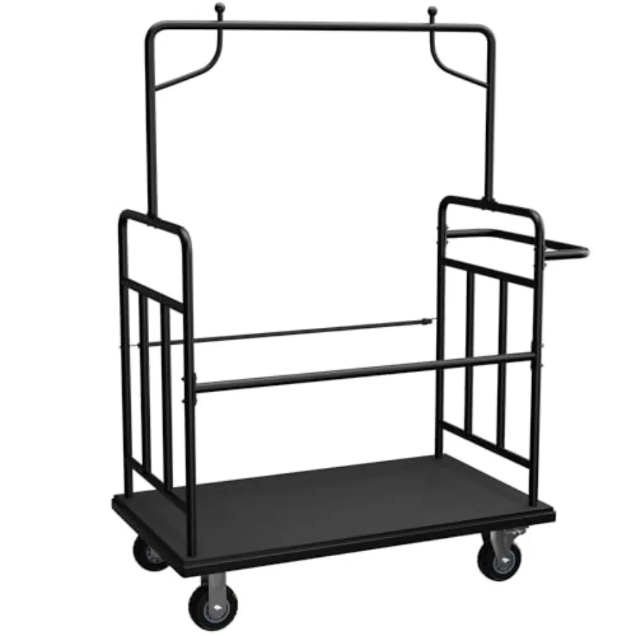 

Luggage Cart with Wheels, 1100LBS Heavy-Duty Luggage Trolley and Hand Truck, 360° Silent Wheels with Anti-Collision Strip, Plat
