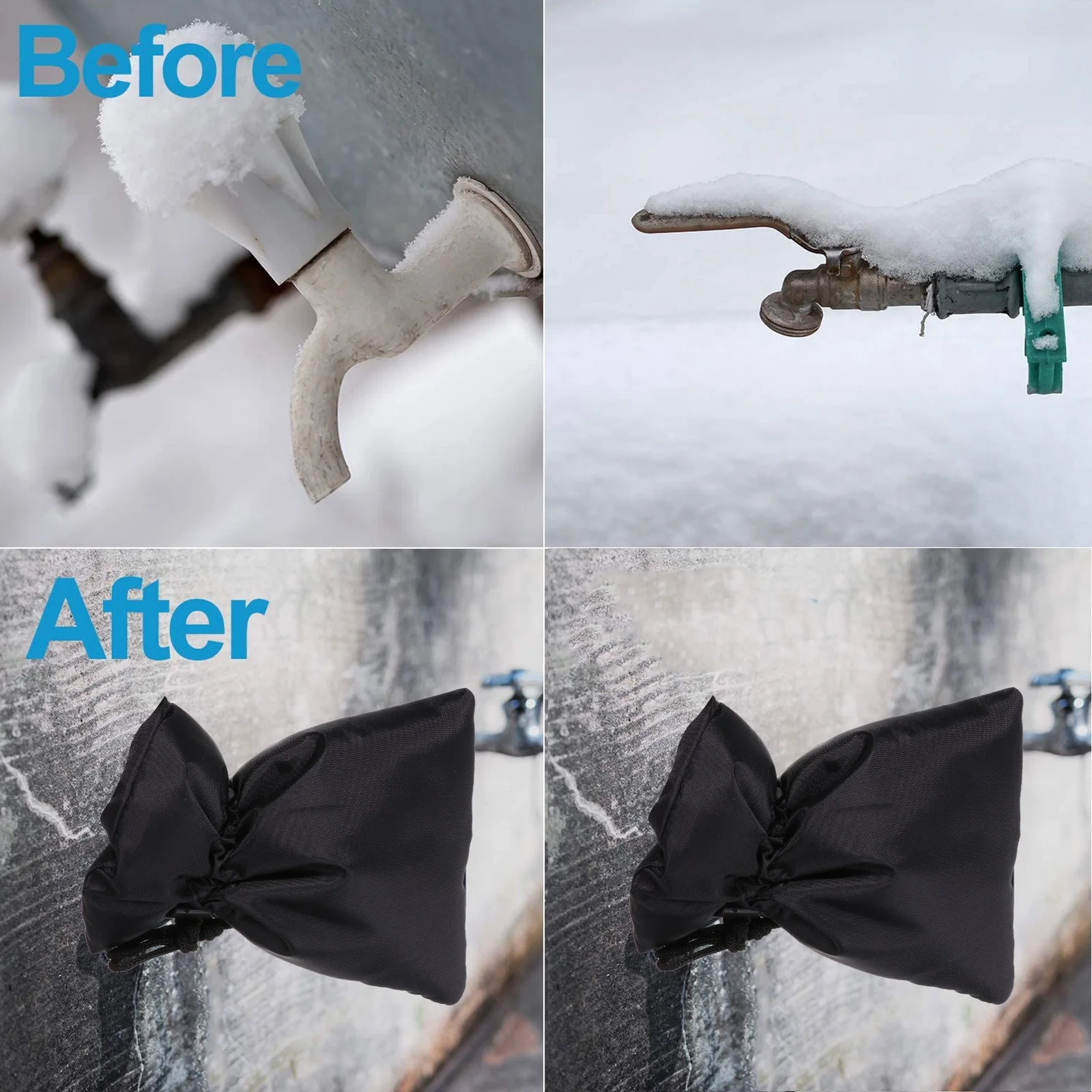 

2Pcs Anti Frost Tap Cover Reusable Weather Resistant Faucet Socks for Winter Outdoor Water Tap Insulation Protector