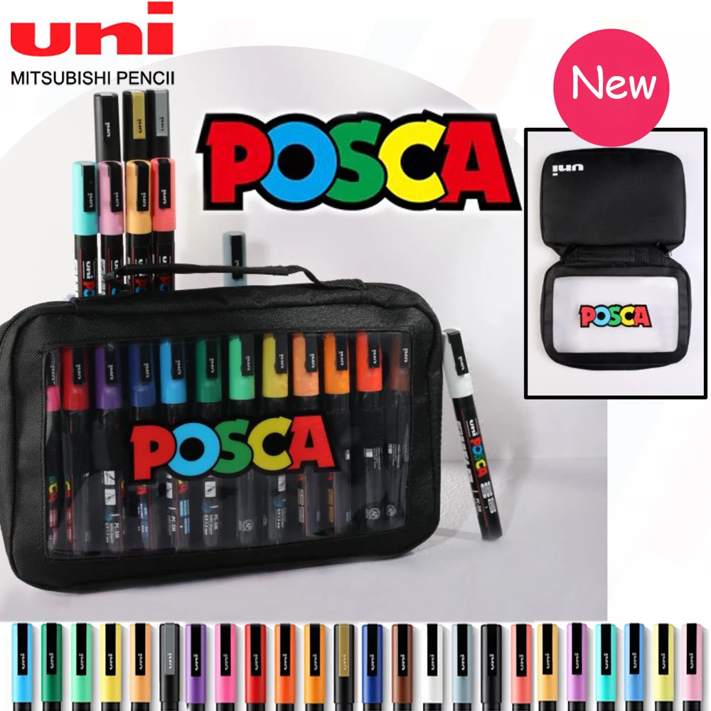 24 ألوان جديدة اليابان UNI POSCA اللون علامات مجموعة أقلام PC-3M الاكريليك بلومونز البوب المشارك القلم/الرسومات الجرافيتي الإعلان الفن القرطاسية