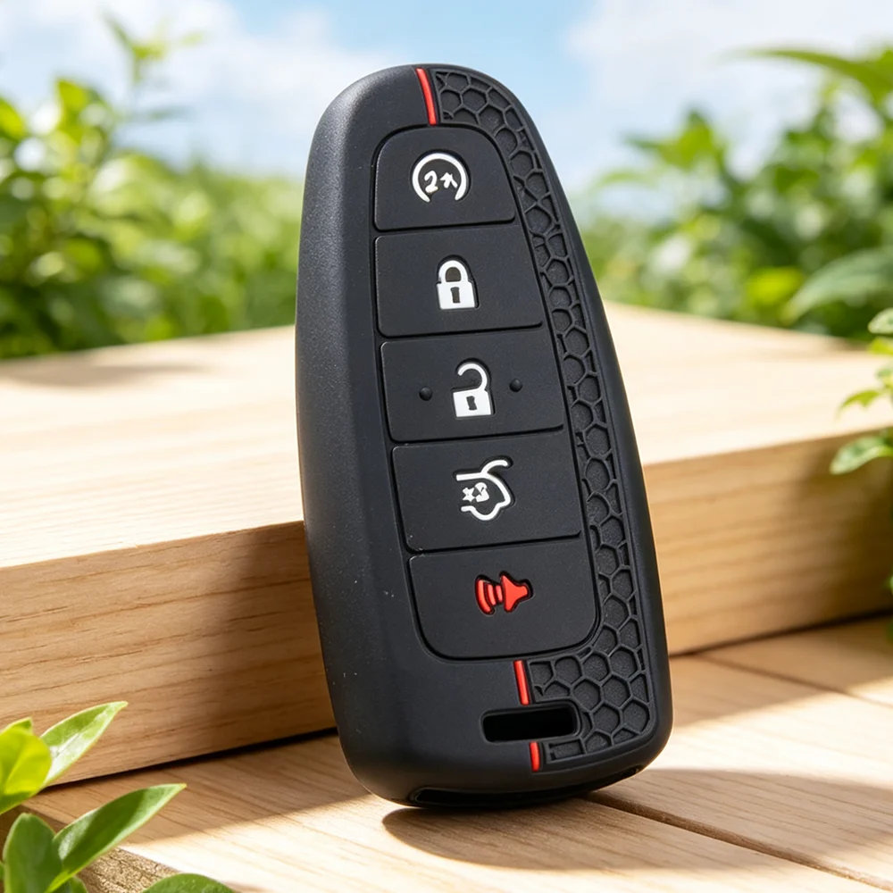 Rutschfeste Silikon-Autoschlüsselhülle passend für Ford Explorer, Edge, Escape, Flex, Taurus 2011-2015, 5-Tasten-Smart-Fernbedienungshalter