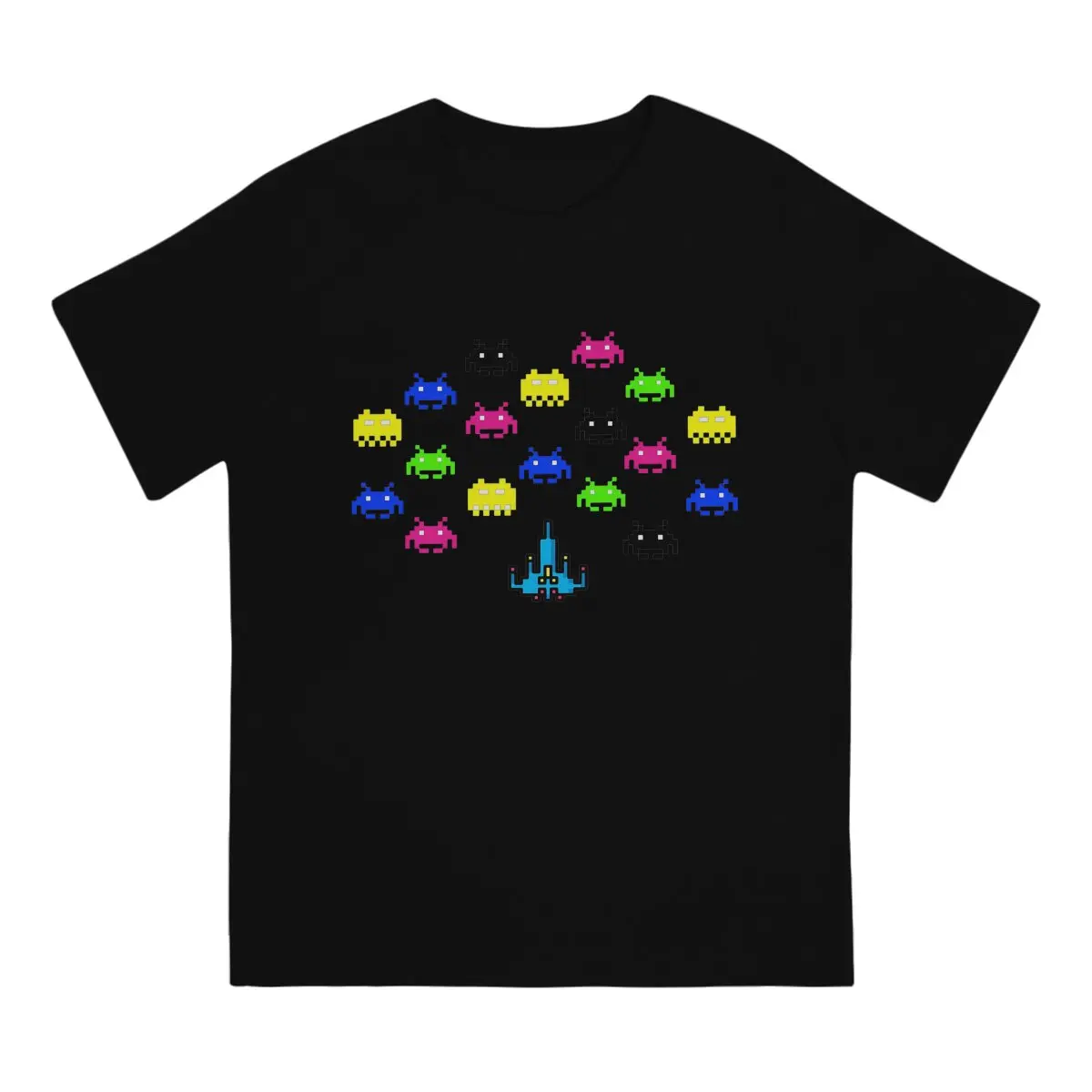 Space Invaders Shooting Video Game Under Attack Tshirt Graphic Men Tops Vintage Grunge Summer Clothes Harajuku T Shirt