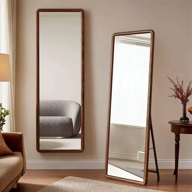 Nordic Style Solid Wood Full Length Mirror Floor Standing Dressing Mirror for Bedroom Home Decor New Chinese Style Large Wall