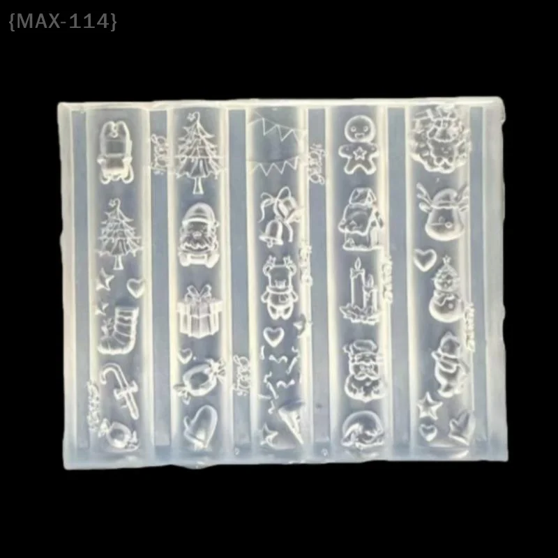 【No】 1 molde navideño 3D para decoración de uñas. |   Plantilla de silicona de Papá Noel y muñeco de nieve para decoración de uñas DIY