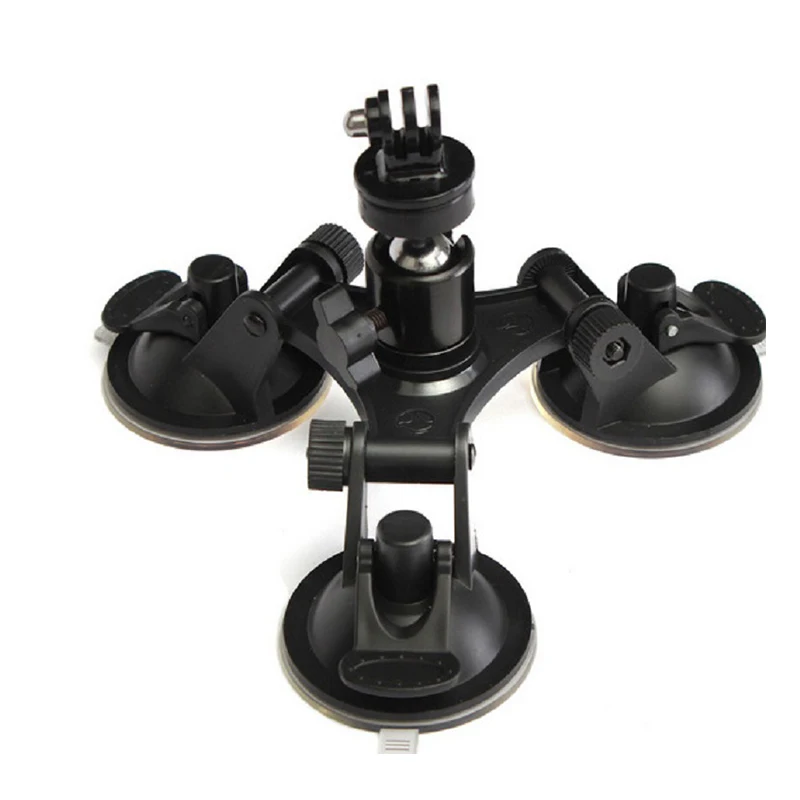 Triple Suction Cup Mount with 1/4\'\' Standard Thread Adapter for GoPro Hero 13 12 11 10 9 8 DJI OSMO Action 5 4 3 Insta360 SJCAM