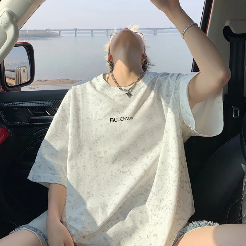 

Men's Cotton T-shirt Big Size 5XL Letter Print Mens Oversized T Shirts Graphic Vintage Casual Wear Summer Tee Shirts for Man