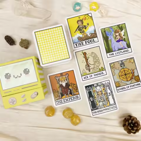 Beginner Cute Classic Tarot Rider Waite Professional 78 Genuine 7.5x6.5cm Mini 8-BIT Fantasy Waite Tarot Cards Deck Spain Russia