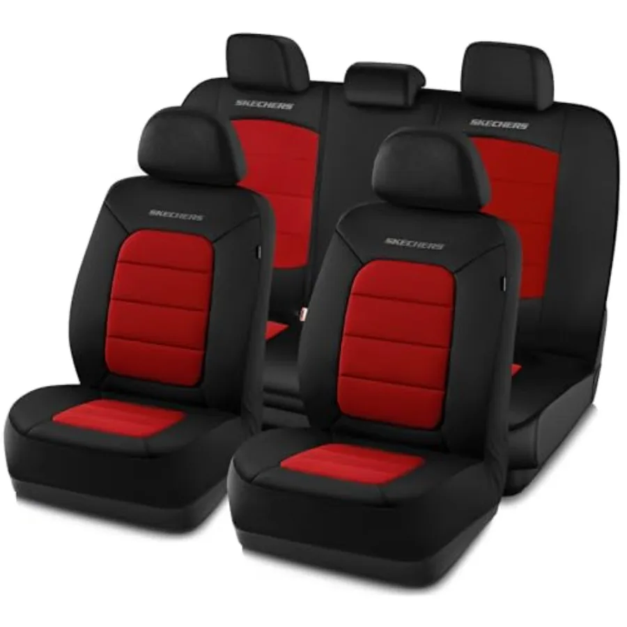 

Memory Foam Seat Covers Thick Cool Touch Fabric Car Seat Covers Red Full Set Airbag Compatible Automotive Comfort Protection fo
