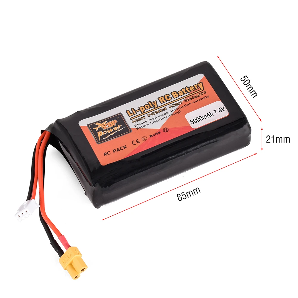 RadioMaster 5000mAh Transmitter Battery for Boxer TX16S TX12 2S 7.4V High Capacity JST-XH/ XT30 Plug Remote Control Lipo Battery