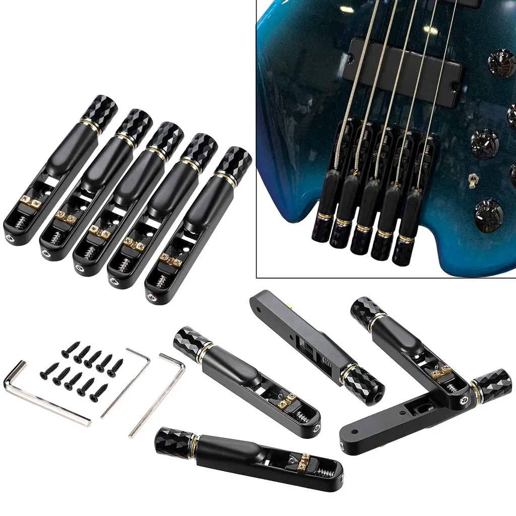 4 String & 5 String Bass Split Bridge Set Black Individual Bass Saddles With Mounting Screws Wrenches Electric Bass