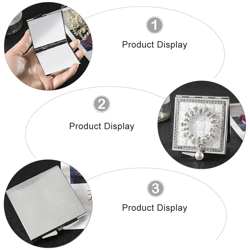 1 szt. Przenośne metalowe małe lusterko ręczne, dwustronne, łatwe do otwierania i zamykania, praktyczne.