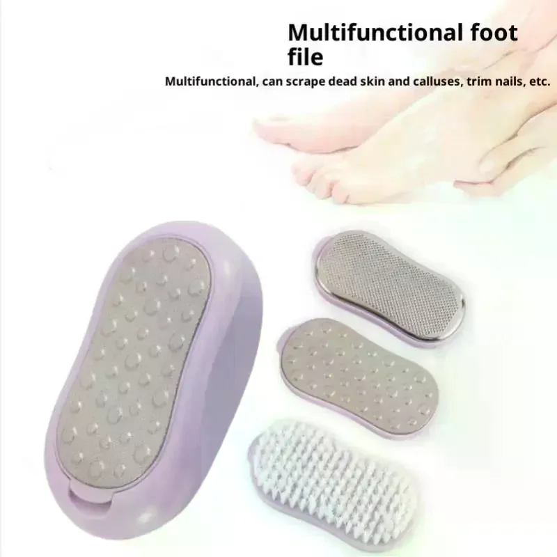 Set di lime per piastre per piedi in acciaio inossidabile da 4 pezzi Strumenti per pedicure domestici Rimuovi calli della pelle morta Raschietto per piedi Artefatto per la cura dei piedi