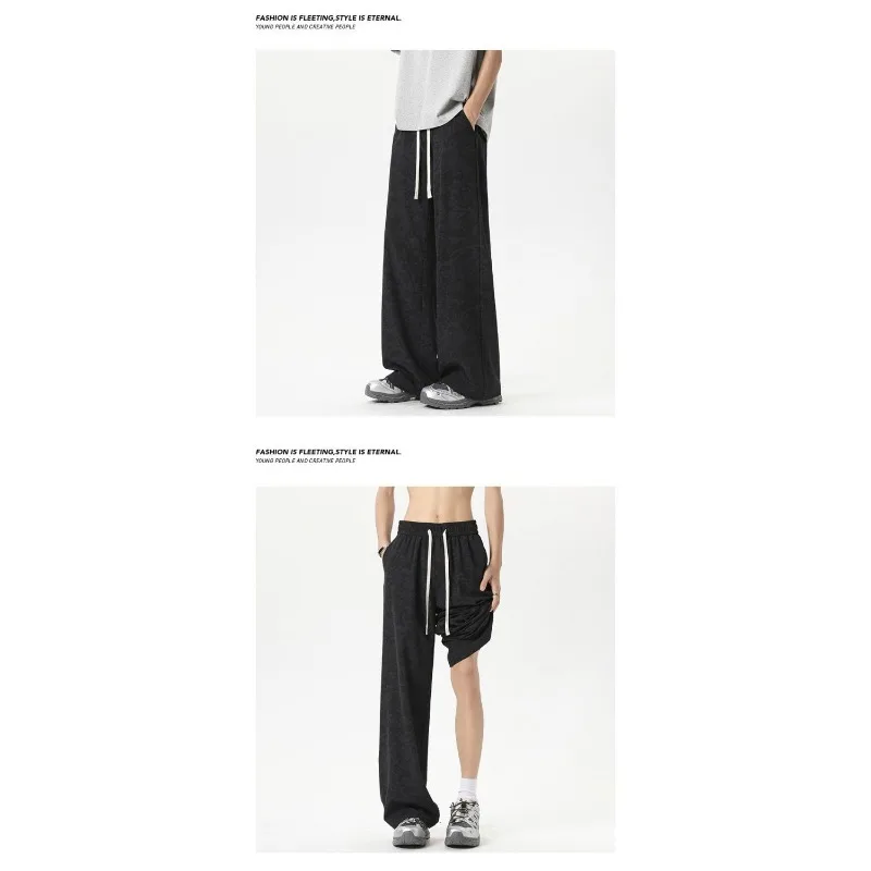 Tie-dye Silhouette Men's Summer Thin Ice Silk Draping American Loose Straight Wide-leg Pants